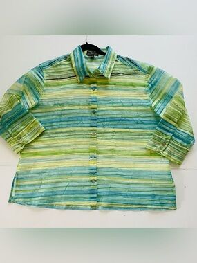 Elementz Women's Beach Sheer Top Blouse Shirt Size XL 3/4 Sleeve Lightweight